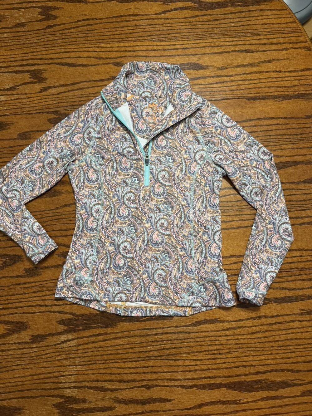 Peter Millar Shirt Womens XS Multicolor Paisley 1/4 Zip Golf Pullover UPF50+
